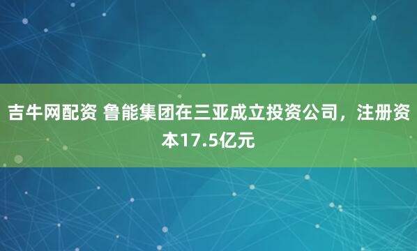 吉牛网配资 鲁能集团在三亚成立投资公司，注册资本17.5亿元